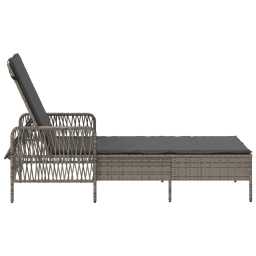 Napozóágy Szürke és sötét szürke PE Rattan 157 x 55 x 92 cm