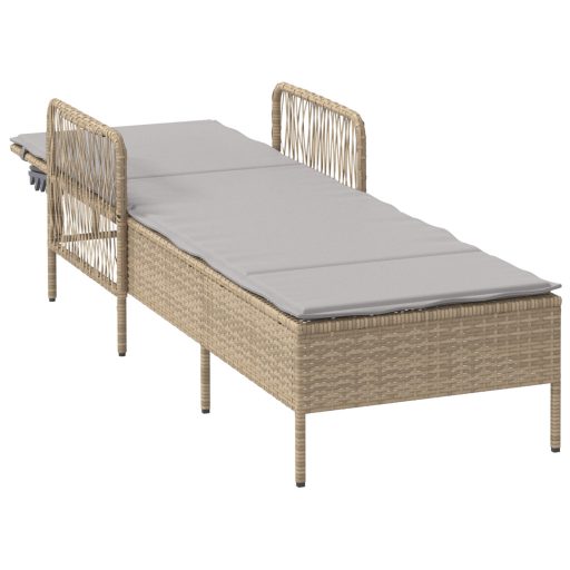 Napozóágy Bézs és világosszürke PE rattan 157 x 55 x 92 cm