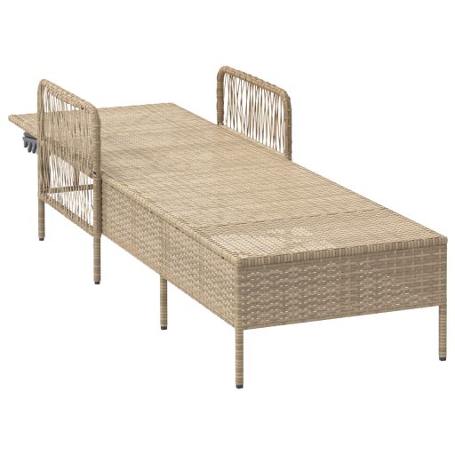 Napozóágy Bézs és világosszürke PE rattan 157 x 55 x 92 cm