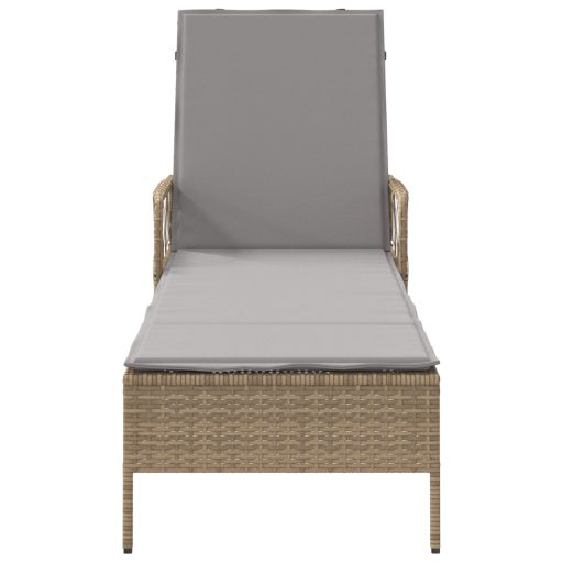 Napozóágy Bézs és világosszürke PE rattan 157 x 55 x 92 cm