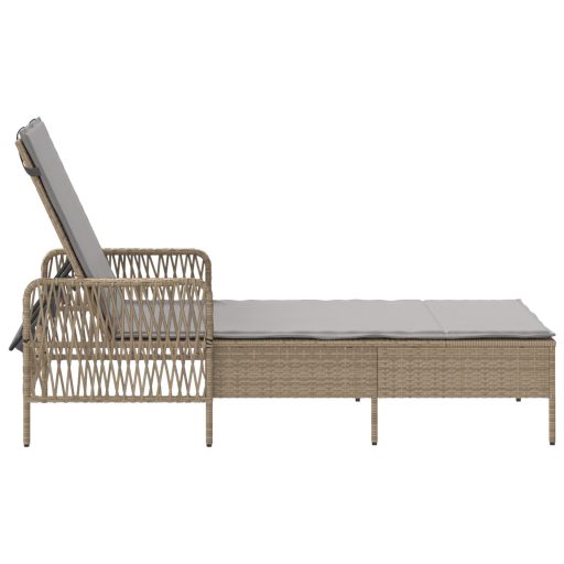 Napozóágy Bézs és világosszürke PE rattan 157 x 55 x 92 cm