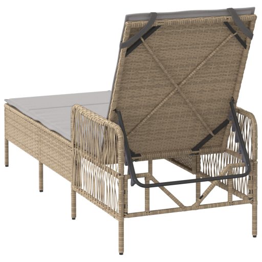 Napozóágy Bézs és világosszürke PE rattan 157 x 55 x 92 cm
