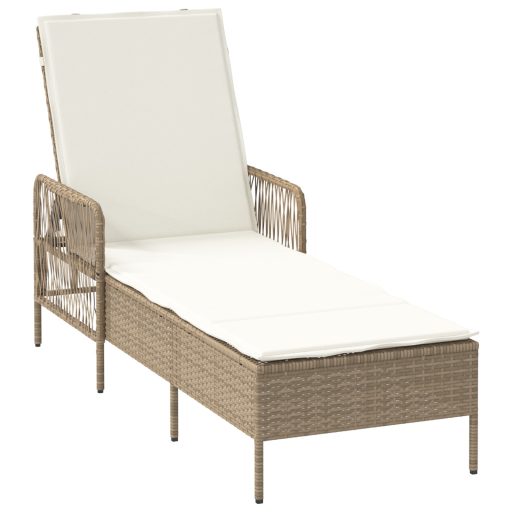 Napozóágy Bézs és krém színű PE Rattan 157 x 55 x 92 cm