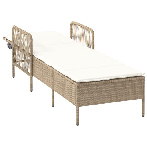 Napozóágy Bézs és krém színű PE Rattan 157 x 55 x 92 cm