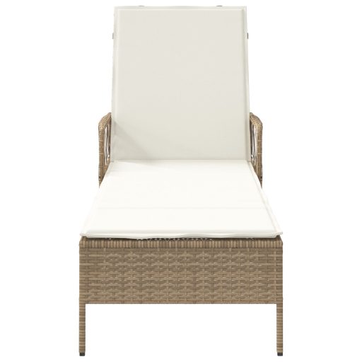 Napozóágy Bézs és krém színű PE Rattan 157 x 55 x 92 cm