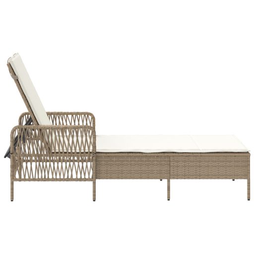 Napozóágy Bézs és krém színű PE Rattan 157 x 55 x 92 cm