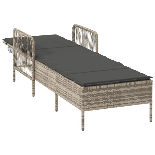 Napágy Világosszürke PE rattan 157 x 55 x 92 cm Összecsukható