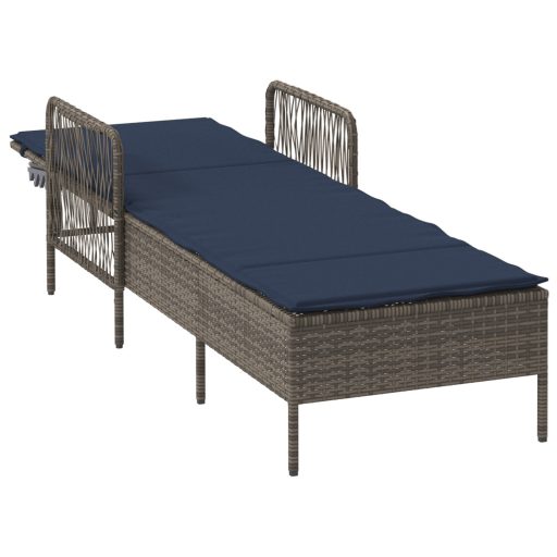 Napozóágy Szürke PE Rattan 157 x 55 x 92 cm Összecsukható