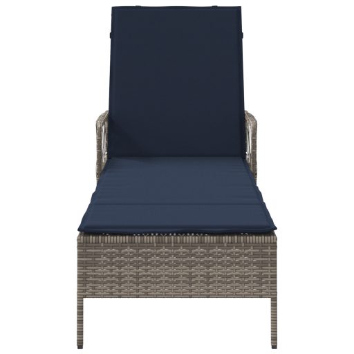 Napozóágy Szürke PE Rattan 157 x 55 x 92 cm Összecsukható