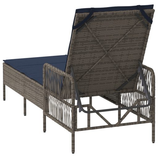 Napozóágy Szürke PE Rattan 157 x 55 x 92 cm Összecsukható