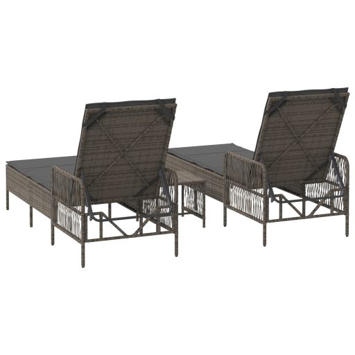 Nyugágy szett 3-as szett Szürke és sötétszürke PE rattan