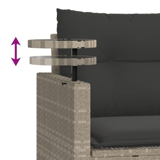 3 részes világosszürke polyrattan kerti ülőgarnitúra párnával
