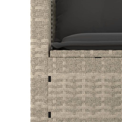 3 részes világosszürke polyrattan kerti ülőgarnitúra párnával