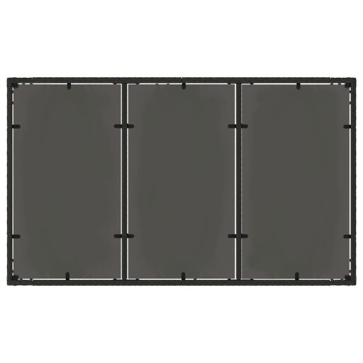 Fekete polyrattan üveglapos kerti asztal 150 x 90 x 75 cm