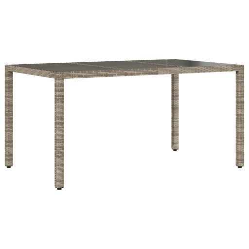 Szürke polyrattan üveglapos kerti asztal 150 x 90 x 75 cm