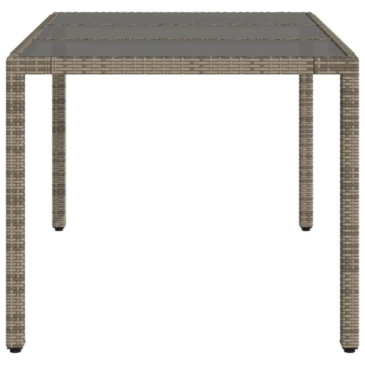 Szürke polyrattan üveglapos kerti asztal 150 x 90 x 75 cm