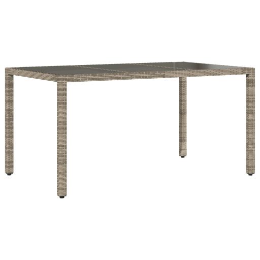 Szürke polyrattan üveglapos kerti asztal 150 x 90 x 75 cm
