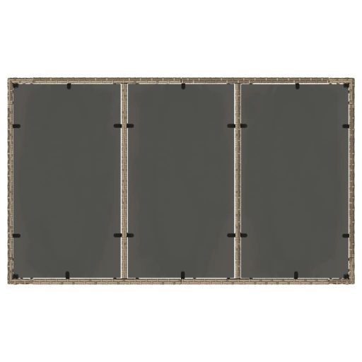 Szürke polyrattan üveglapos kerti asztal 150 x 90 x 75 cm
