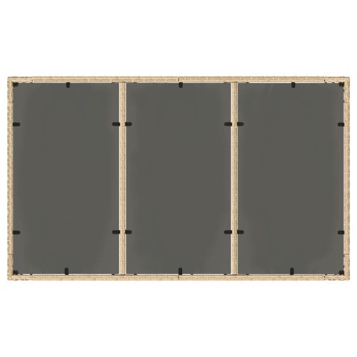 Bézs polyrattan üveglapos kerti asztal 150 x 90 x 75 cm