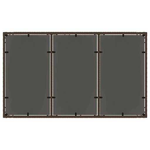 Barna polyrattan üveglapos kerti asztal 150 x 90 x 75 cm