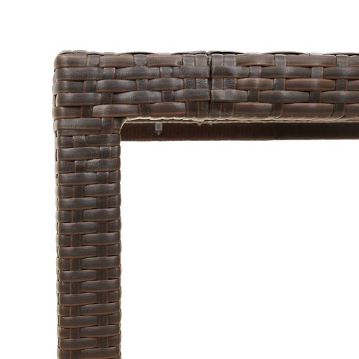 Barna polyrattan üveglapos kerti asztal 150 x 90 x 75 cm