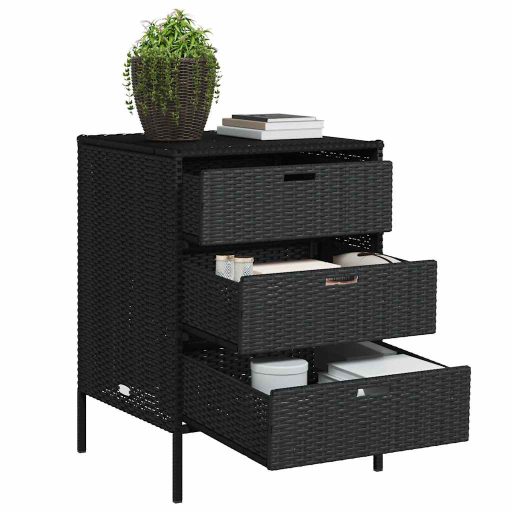 Fekete polyrattan kerti tárolószekrény 55 x 59 x 80 cm
