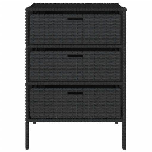 Fekete polyrattan kerti tárolószekrény 55 x 59 x 80 cm