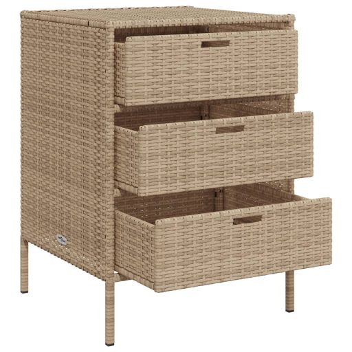 Bézs polyrattan kerti tárolószekrény 55 x 59 x 80 cm