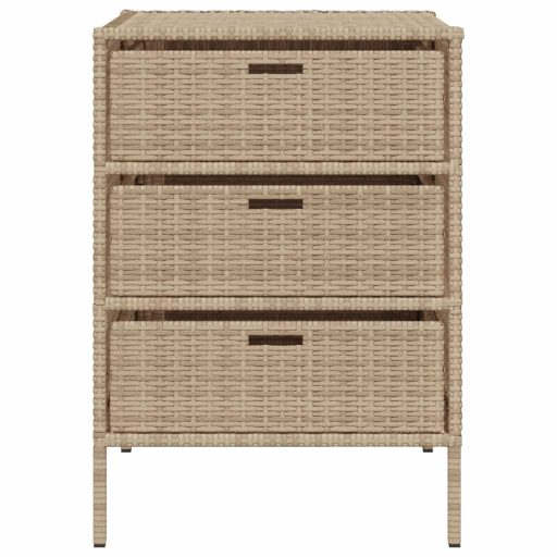 Bézs polyrattan kerti tárolószekrény 55 x 59 x 80 cm