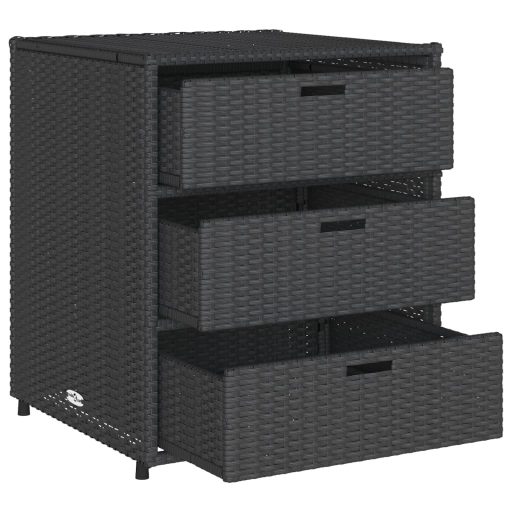 Fekete polyrattan kerti tárolószekrény 55 x 59 x 69 cm