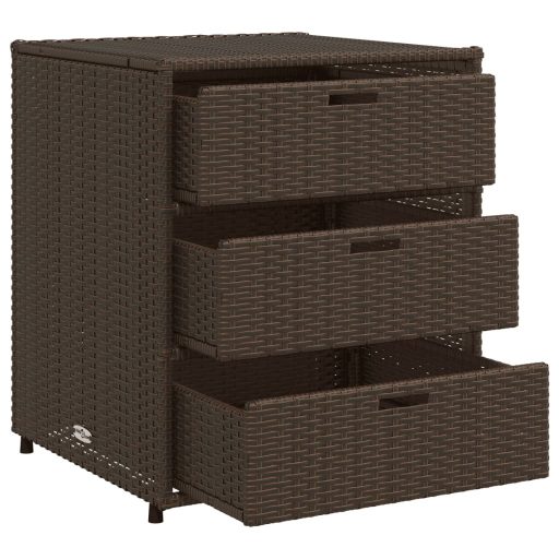 Barna polyrattan kerti tárolószekrény 55 x 59 x 69 cm