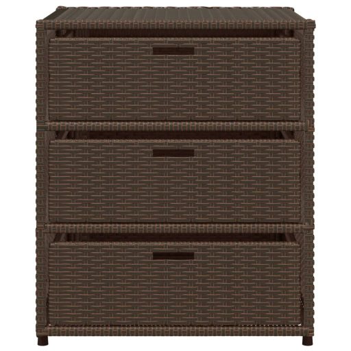 Barna polyrattan kerti tárolószekrény 55 x 59 x 69 cm