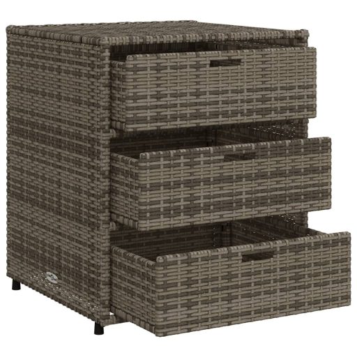 Szürke polyrattan kerti tárolószekrény 55 x 59 x 69 cm