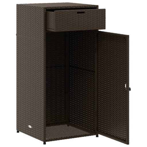 Barna polyrattan kerti tárolószekrény 55 x 55 x 111 cm