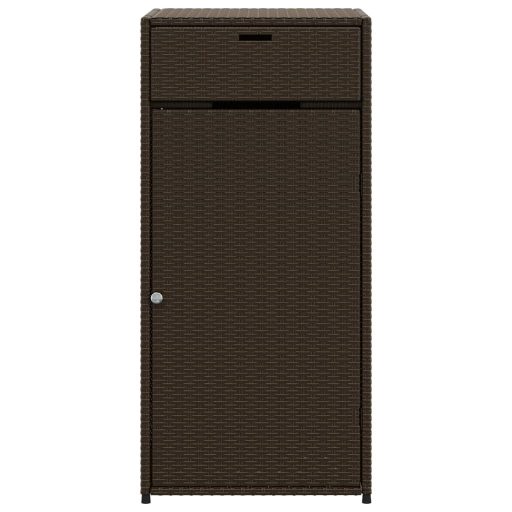 Barna polyrattan kerti tárolószekrény 55 x 55 x 111 cm