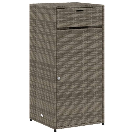 Szürke polyrattan kerti tárolószekrény 55 x 55 x 111 cm
