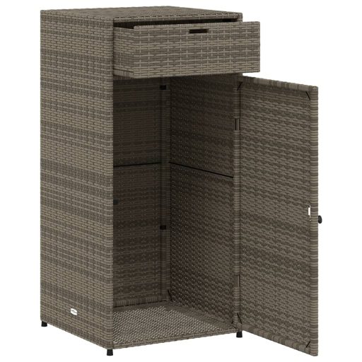 Szürke polyrattan kerti tárolószekrény 55 x 55 x 111 cm