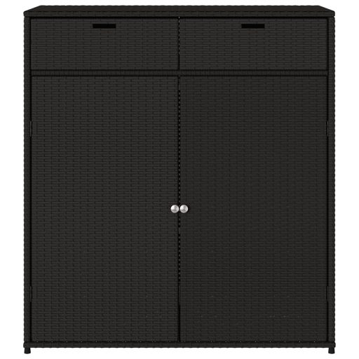 Fekete polyrattan kerti tárolószekrény 105 x 55 x 113 cm
