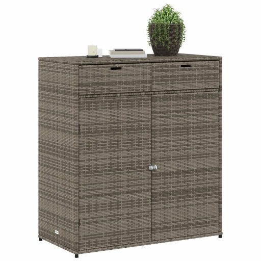 Szürke polyrattan kerti tárolószekrény 105 x 55 x 113 cm
