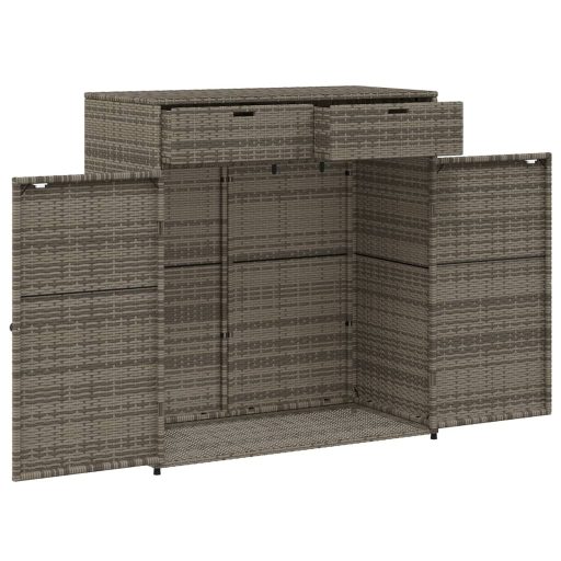 Szürke polyrattan kerti tárolószekrény 105 x 55 x 113 cm