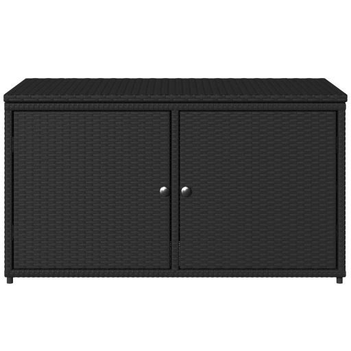 Fekete polyrattan kerti tárolószekrény 110 x 55 x 60,5 cm