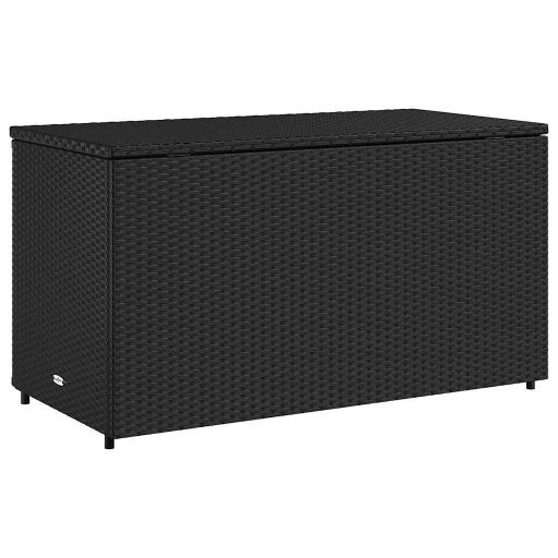 Fekete polyrattan kerti tárolószekrény 110 x 55 x 60,5 cm