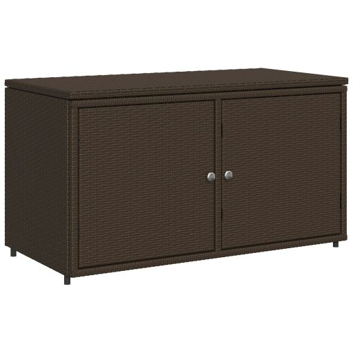 Barna polyrattan kerti tárolószekrény 110 x 55 x 60,5 cm
