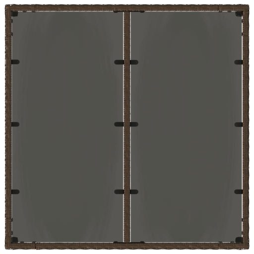 Barna polyrattan üveglapos kerti asztal 90 x 90 x 75 cm