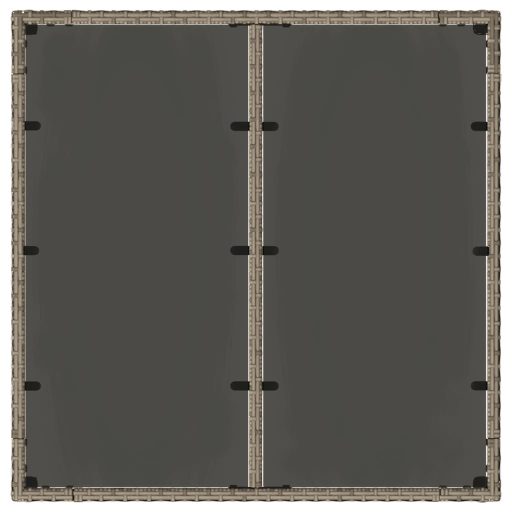 Szürke polyrattan üveglapos kerti asztal 90 x 90 x 75 cm