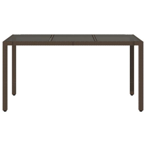 Barna polyrattan üveglapos kerti asztal 150 x 90 x 75 cm