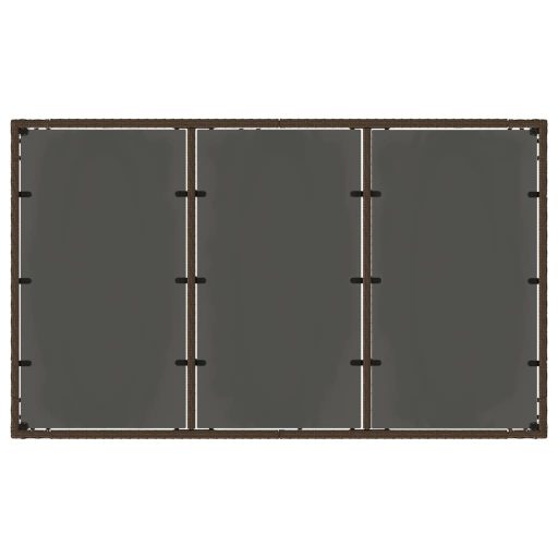 Barna polyrattan üveglapos kerti asztal 150 x 90 x 75 cm