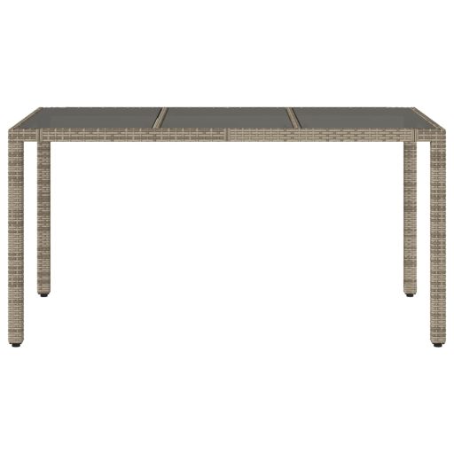 Szürke polyrattan üveglapos kerti asztal 150 x 90 x 75 cm