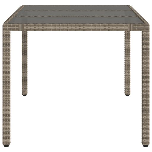 Szürke polyrattan üveglapos kerti asztal 150 x 90 x 75 cm