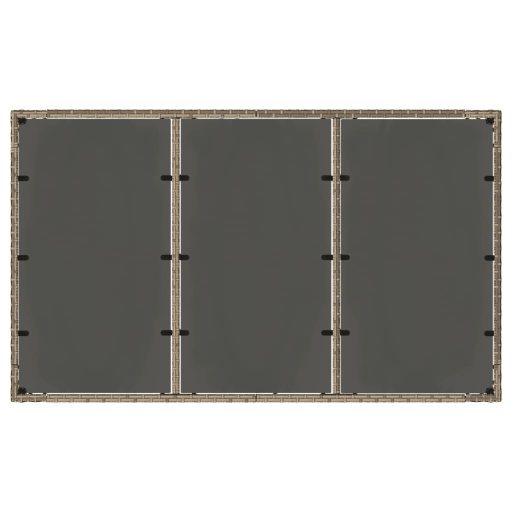 Szürke polyrattan üveglapos kerti asztal 150 x 90 x 75 cm
